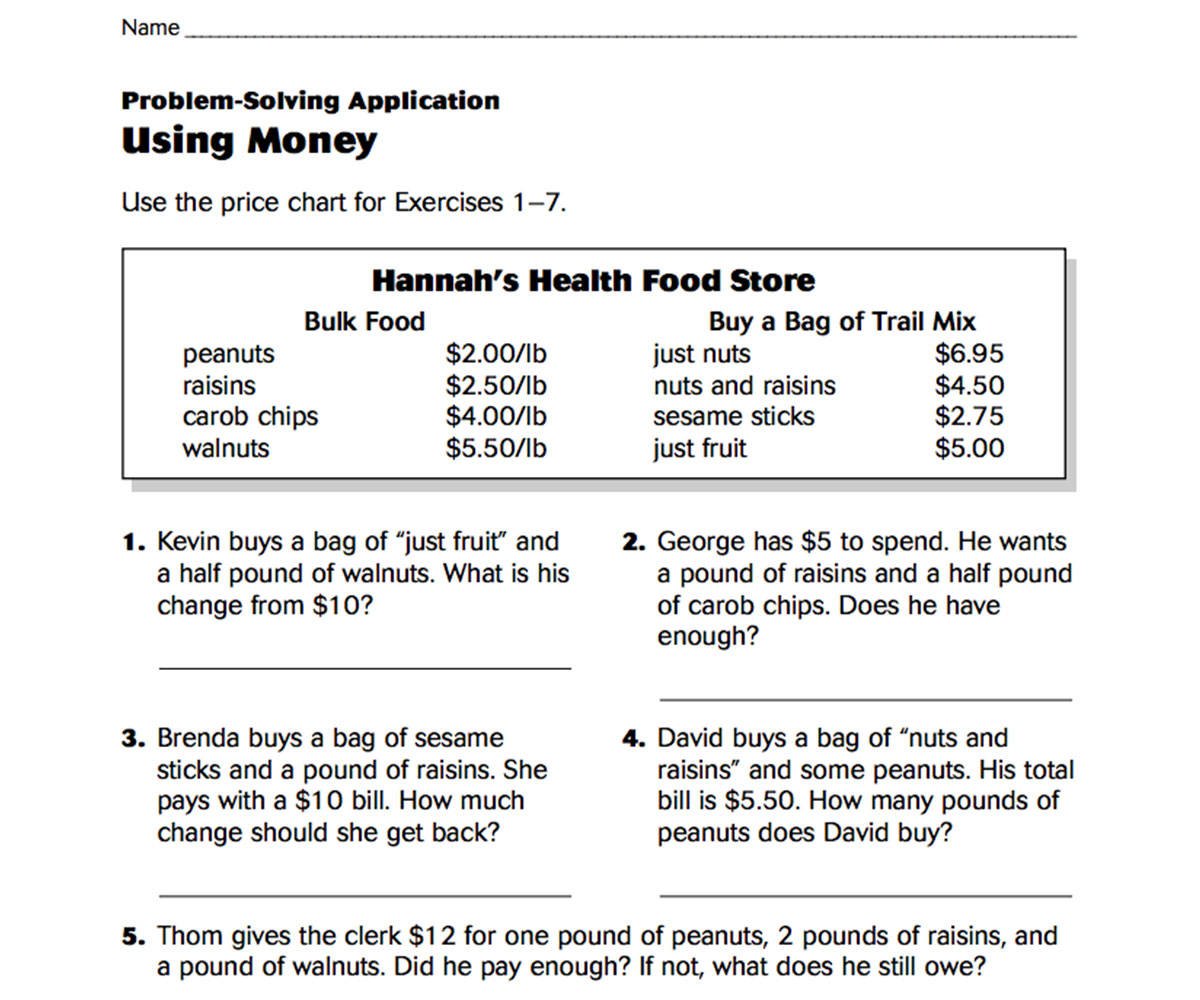 Using Money: Connecting Decimals and Money