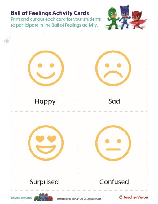 This activity is designed to be used with the PJ Masks Reflect Center Activity #1: Ball of Feelings. 