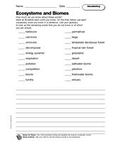 Ecosystems and Biomes: Vocabulary
