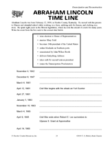 Abraham Lincoln Time Line