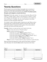 Geography Twenty Questions