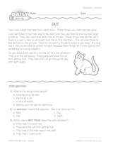 Nonfiction Reading Warm-Up: Cats