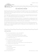 Science Reading Warm-Up: The Digestive System
