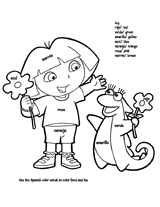Dora the Explorer Coloring Page (English/Spanish)