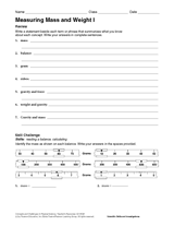 Measuring Mass and Weight I