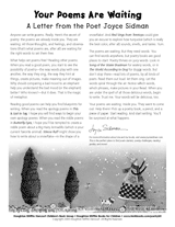 Your Poem Is Waiting: Letter of Advice from Poet Joyce Sidman