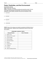 Pests, Pesticides, and the Environment Activity
