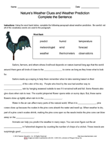 Nature's Weather Clues: Complete the Sentence
