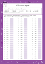 Multiplication Speed Trials: All the 4s Again (Grade 5)